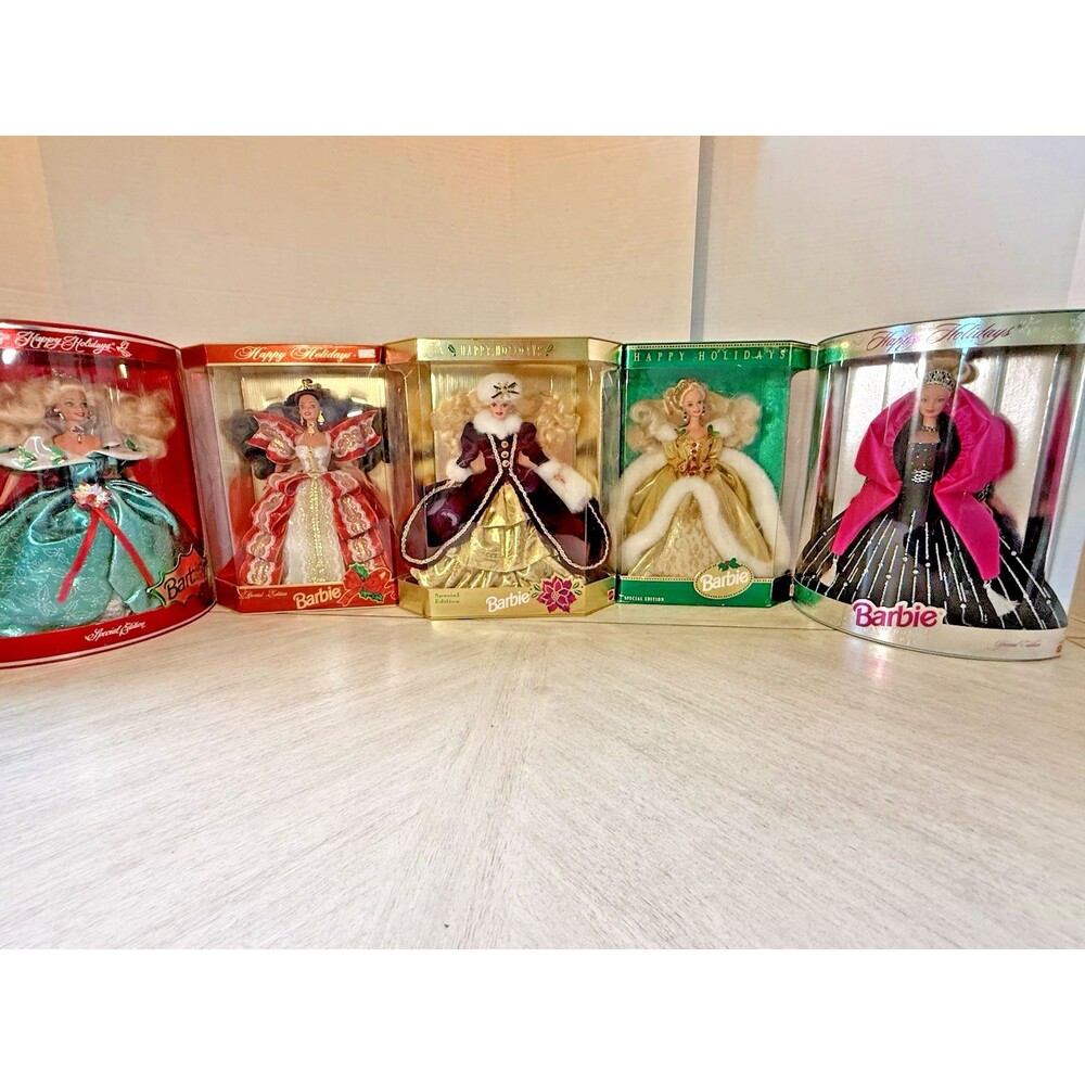 Vintage Barbie‎ Happy Holidays 5 1994-1998 Bundle New Mattel Misprinted Errors